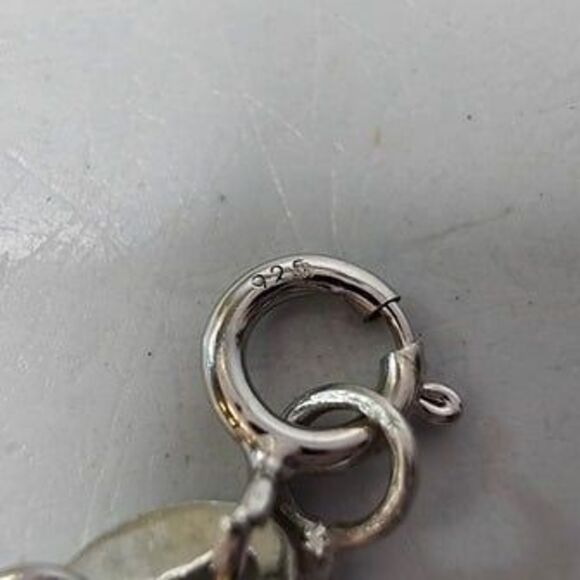 S925 Blue Glass & Pave Rhinestone Teardrop Pendant on 925 Stamped Necklace 18"L - Picture 5 of 7